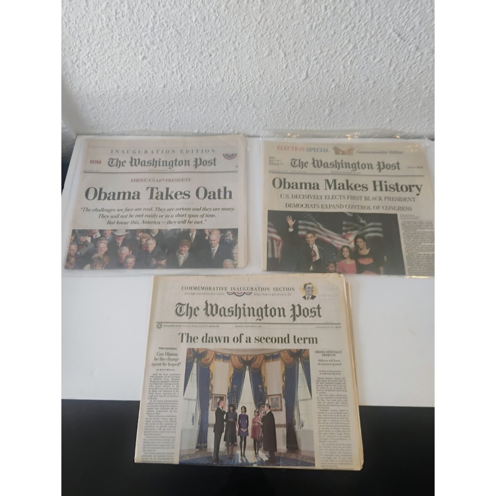"Obama Makes History" The Washington Post  Commemorative Editions New Both Terms
